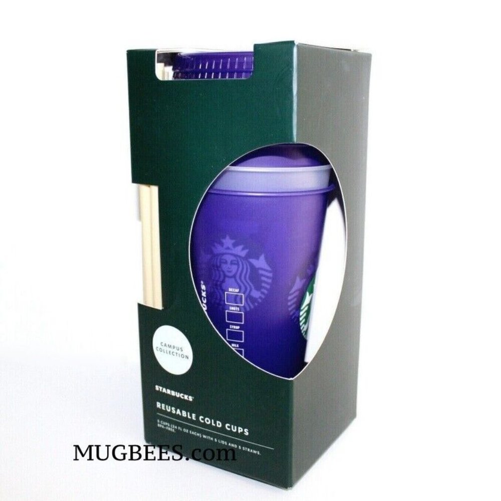 Starbucks Campus Collection University of Washington UW 5-Pk Reusable Cold Cups